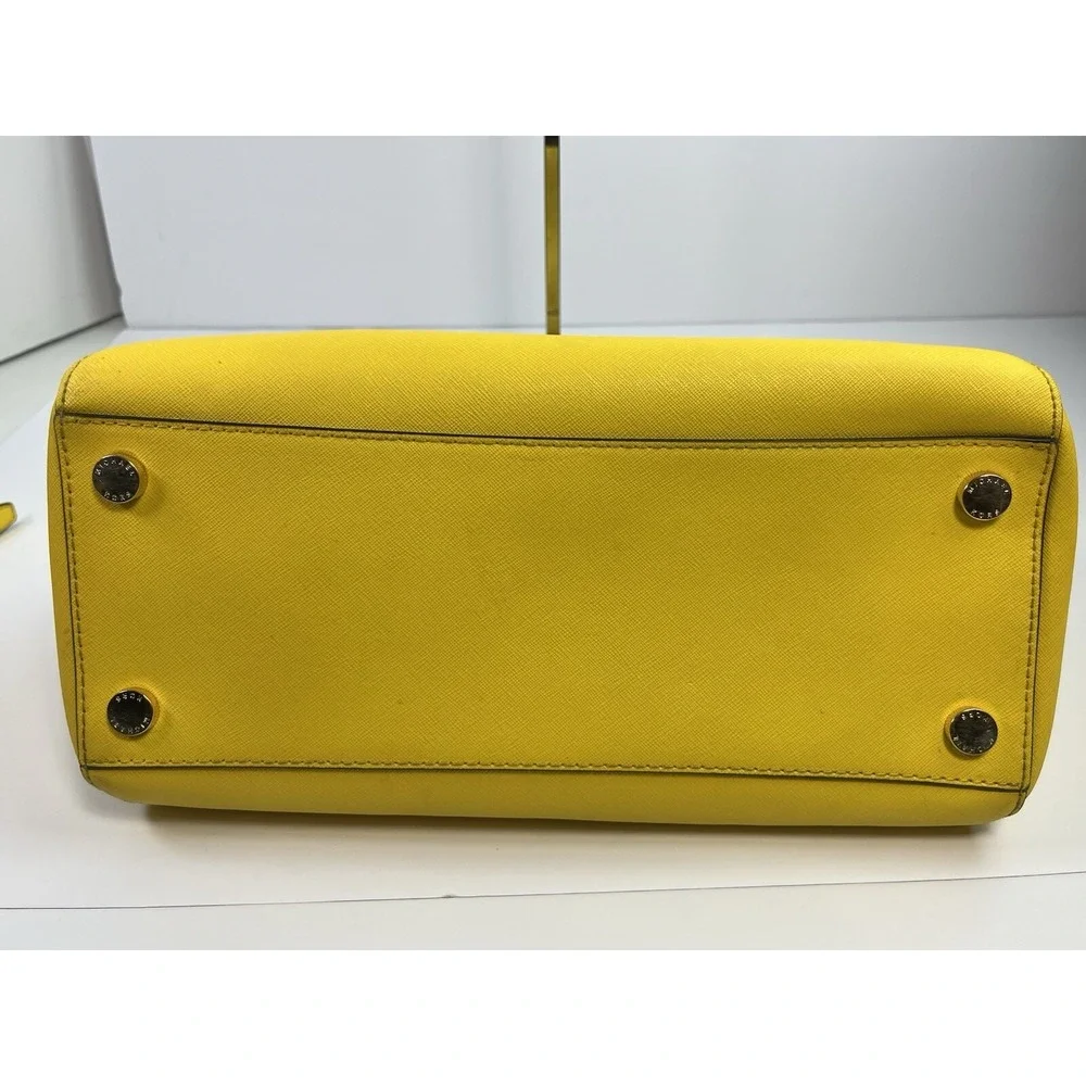 Michael Kors Ciara Large Saffiano Leather Top Zip Satchel Tote Bright Yellow